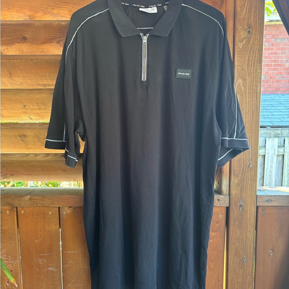 Projek Raw Black Polo Shirt White Accents 1/4 zip Men's size XL Tall Golf - Picture 10 of 10